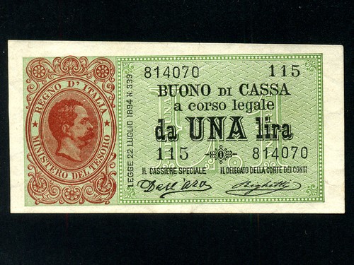 Italia lira 1894 re - lira,1894,